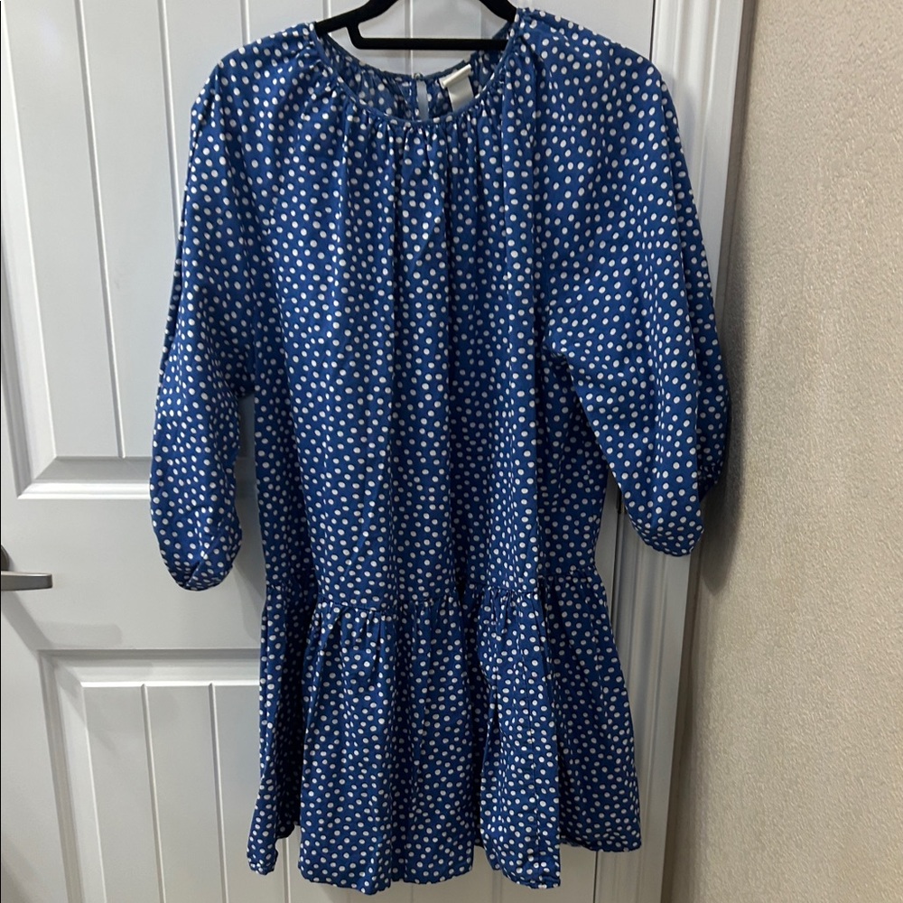H&M Blue and White Polka Dot Dress